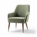 Green fabric accent chair with wooden legs and contemporary design 70 x 70 x 85cm