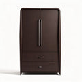Wooden wardrobe with multiple storage drawers in dark brown finish 100 x 60 x 200cm