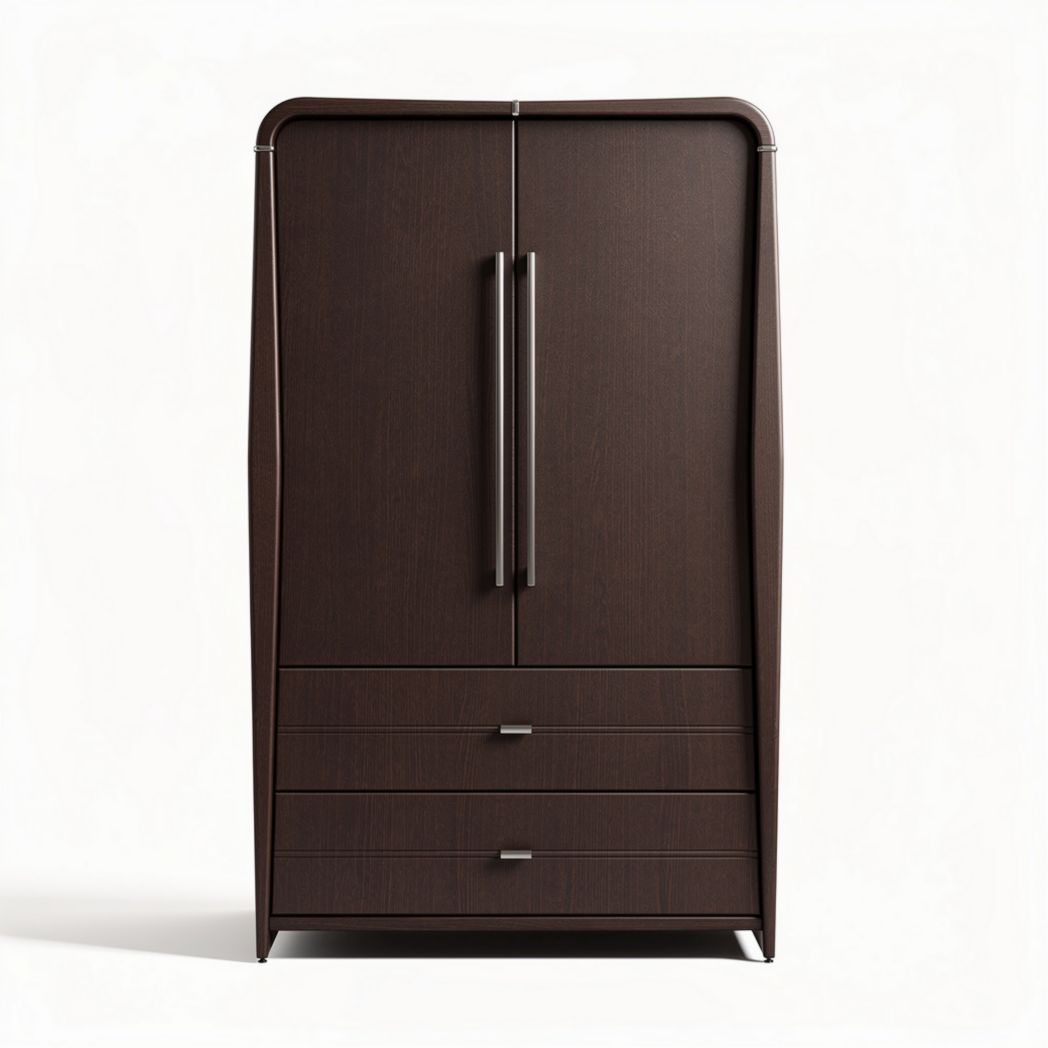 Wooden wardrobe with multiple storage drawers in dark brown finish 100 x 60 x 200cm