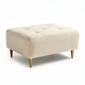 Fabric ottoman with gold legs for living room seating 75 x 55 x 40cm