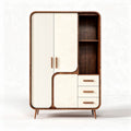 Wooden storage cabinet with shelves and drawers in white and brown 80 x 40 x 150cm