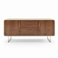 Wooden sideboard with three drawers and two doors in walnut finish 120 x 40 x 60cm