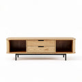 Wooden media console with two drawers and open storage 160 x 40 x 45cm