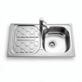 Stainless steel kitchen sink with hexagonal drain board 80 x 40 x 18cm