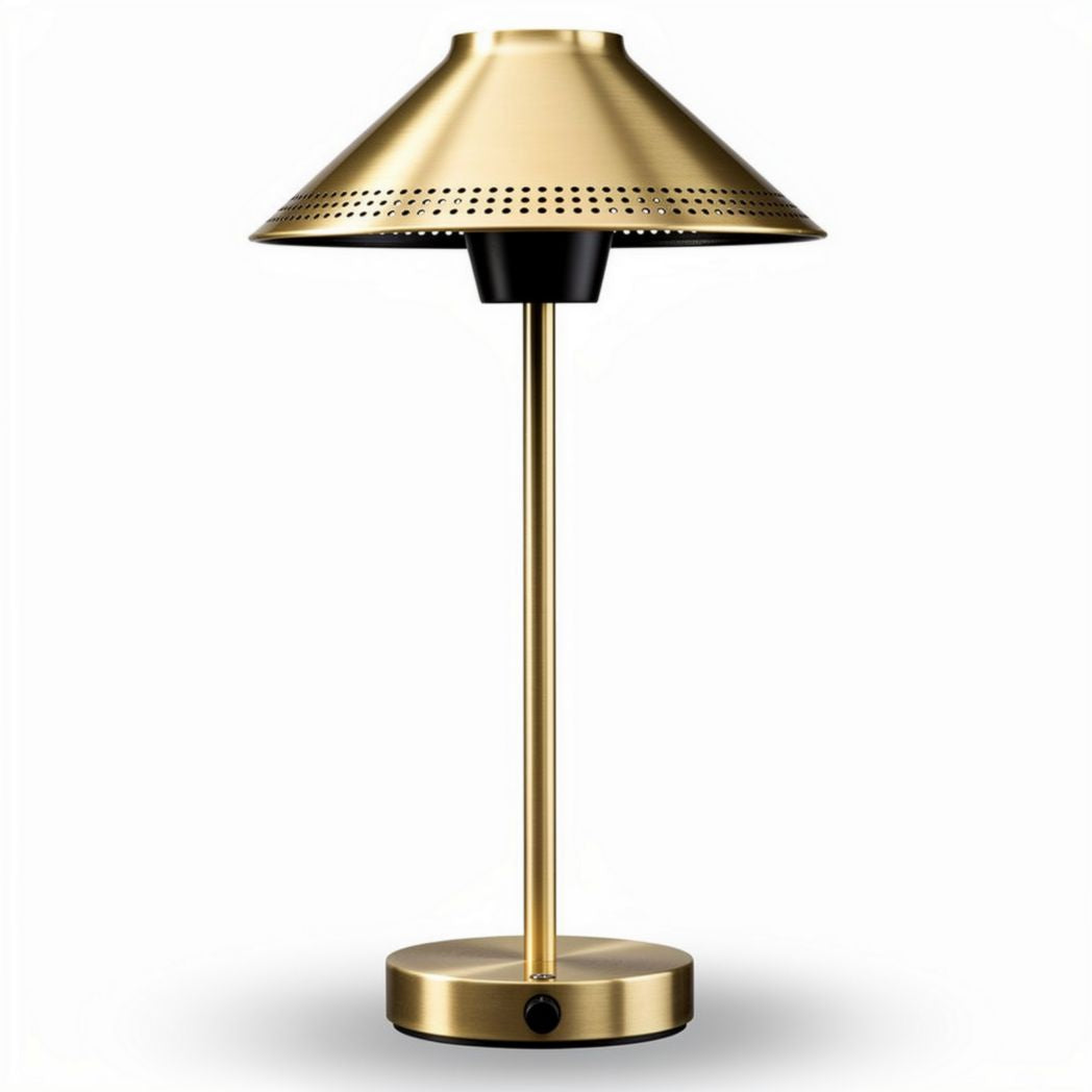 Gold metal table lamp with adjustable shade for indoor lighting 28 x 28 x 40cm