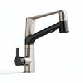 Black and stainless steel kitchen faucet with pull-down sprayer 26 x 10 x 15cm