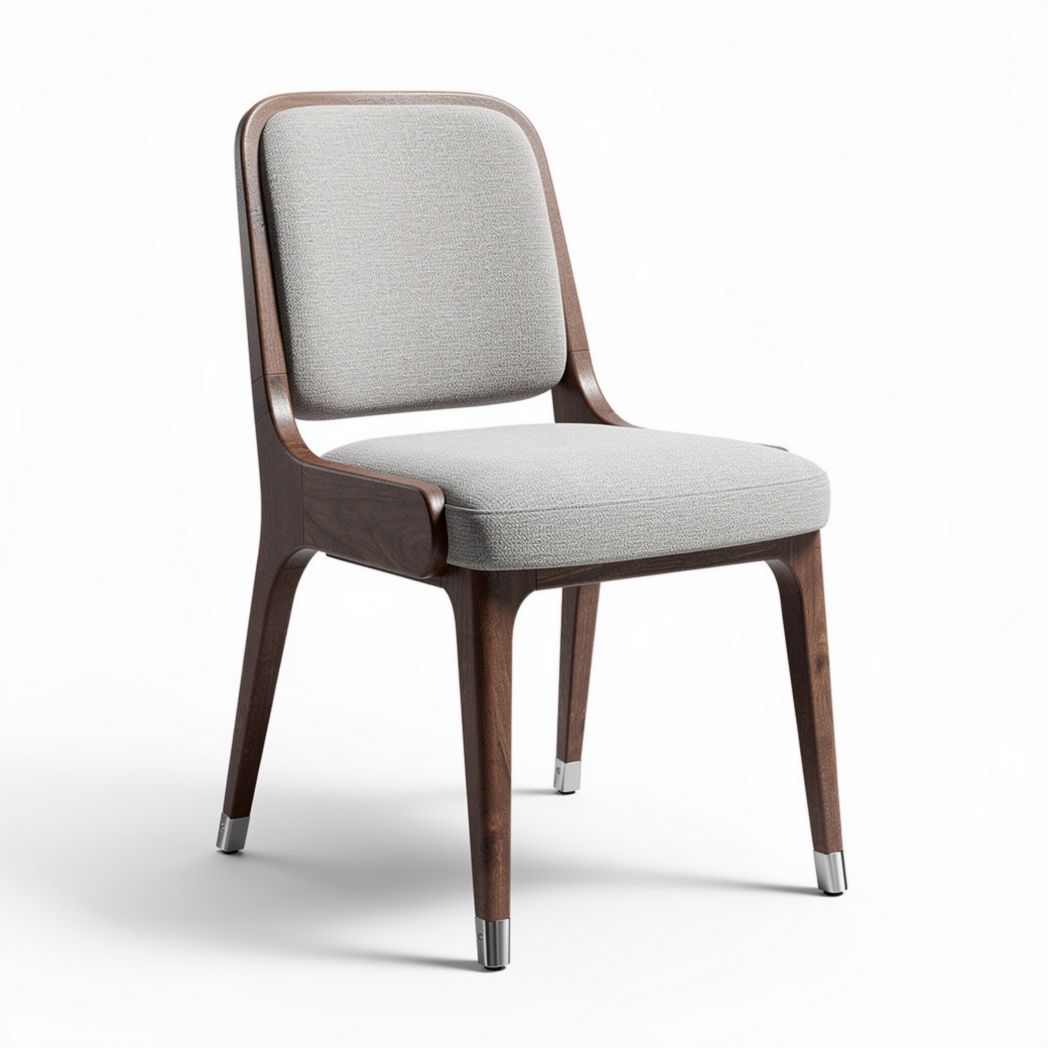 Wooden frame dining chair with fabric upholstery in grey 45 x 45 x 85cm